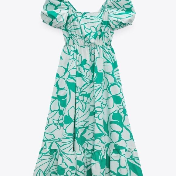 Zara printed poplin dress with balloon sleeves NWT - Picture 8 of 13